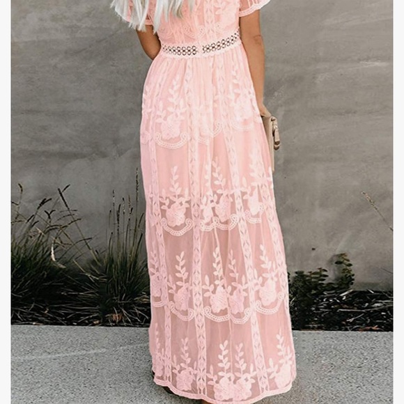 NWOT Embroidery Deep V-Neck Maxi Dress - Picture 3 of 8